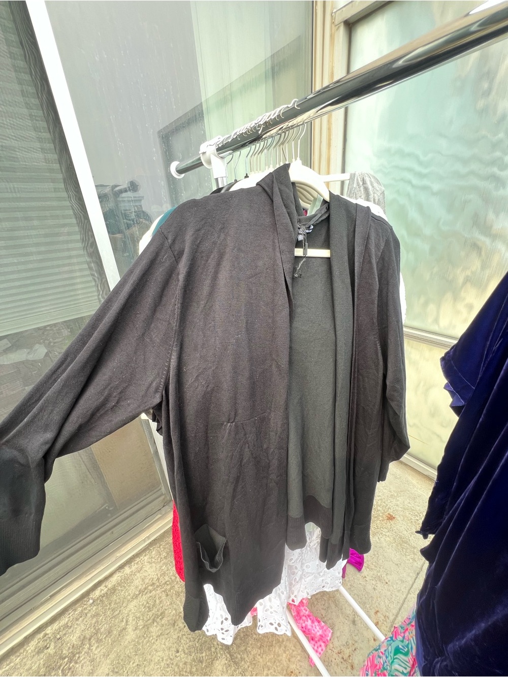 Cable & Gauge Black Hooded Open-Front Cardigan